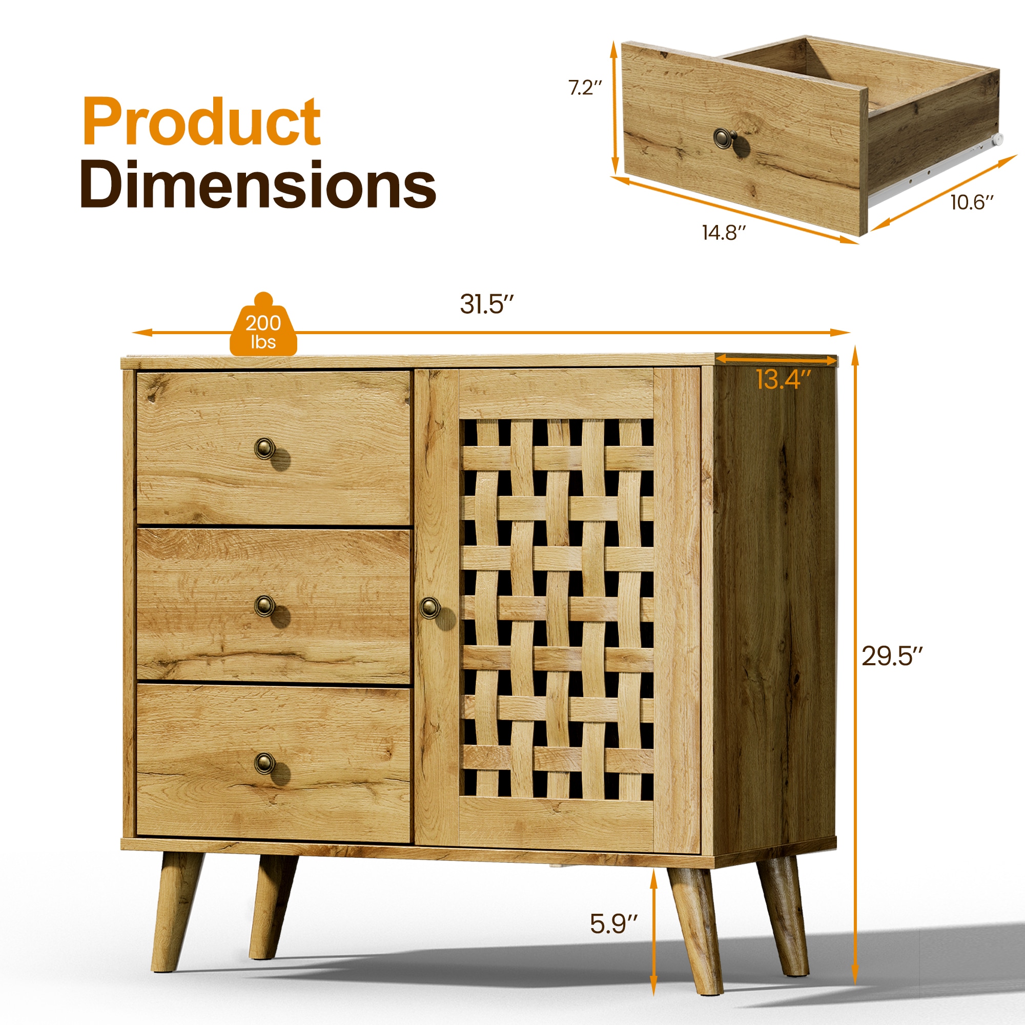 Vintage Sideboard With Basket Weave Doors And Drawers For Home_voghion.com